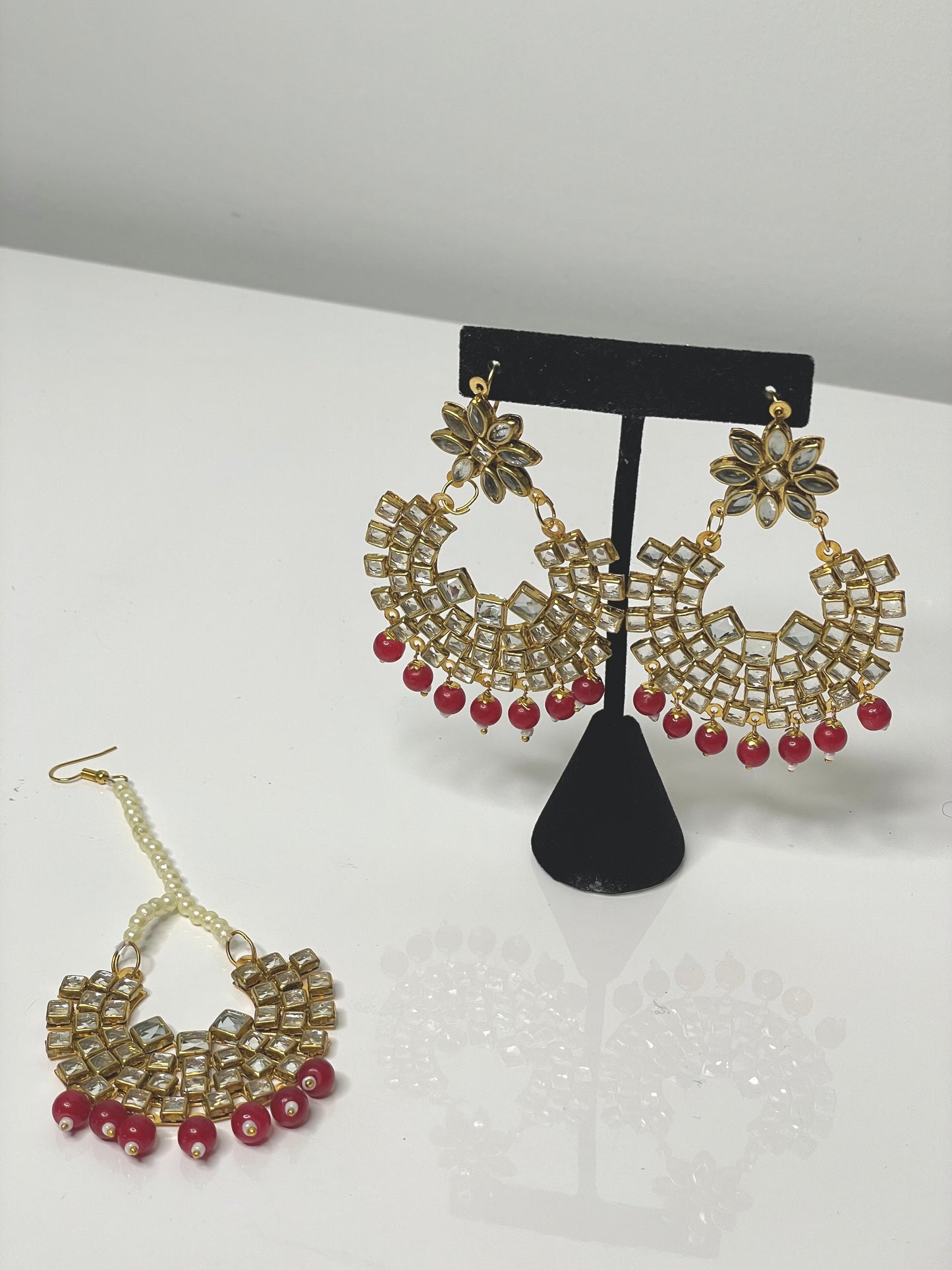 Floral Fantasy Pachi Kundan Choker Set - Red