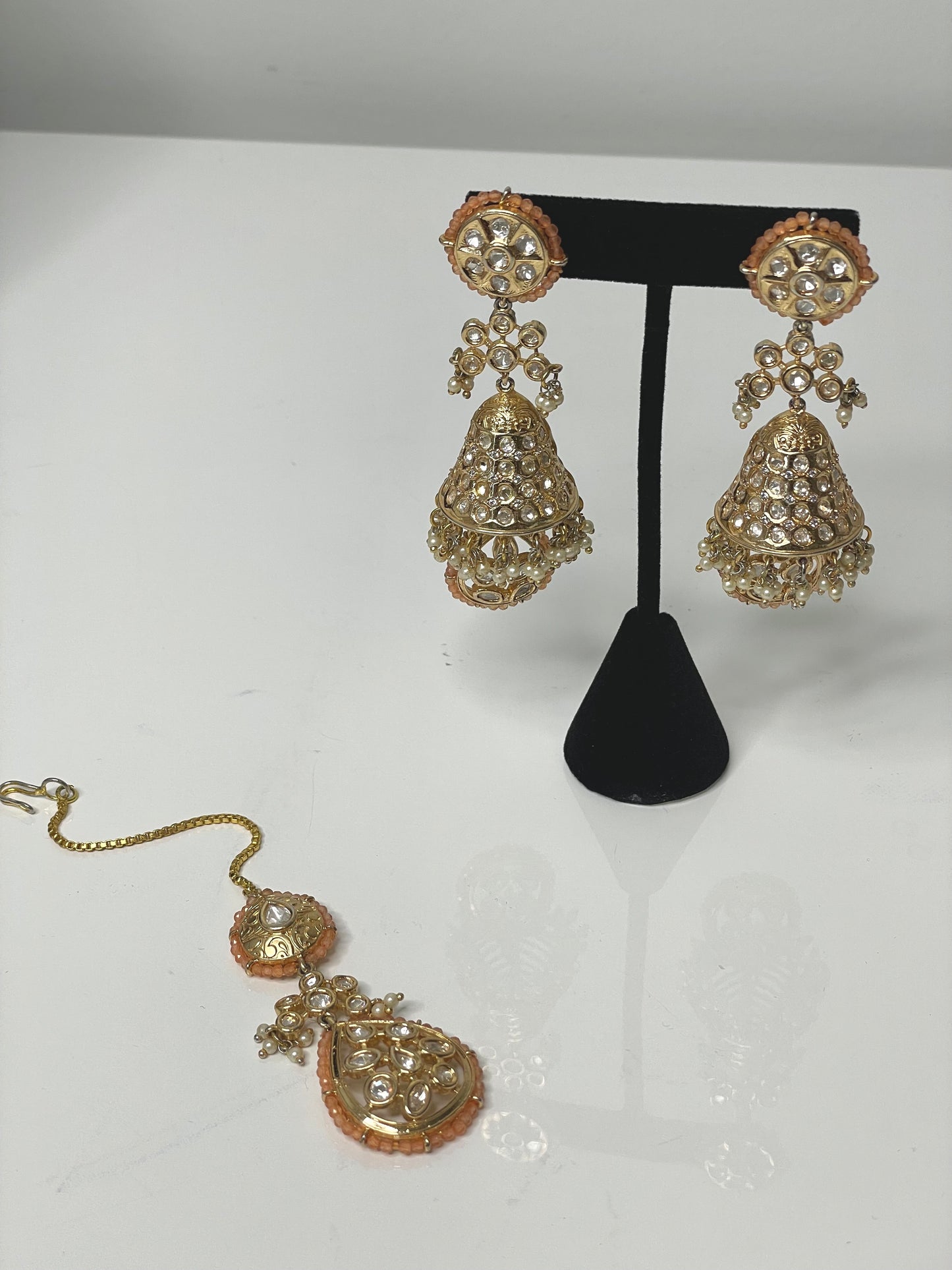 Peach Perfection Pachi Kundan Bridal Set