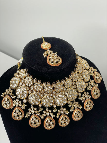 Peach Perfection Pachi Kundan Bridal Set