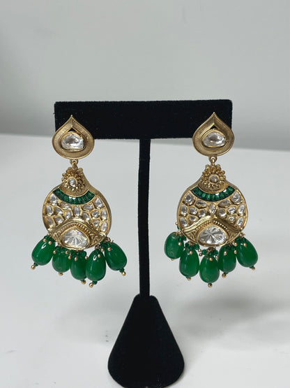 Regal Pachi Kundan Bridal Set - Green