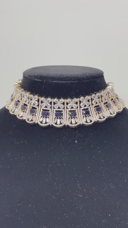 Navy Enchantment American Diamond Set